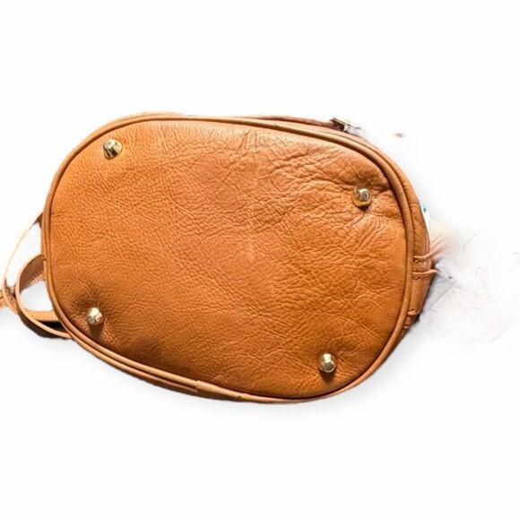 VALENTINA Women’s Multicolor Floral Leather Bucket Bag Tan Trim - Picture 7 of 7